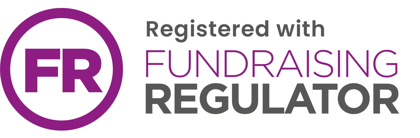 Fundraising Regulator logo in purple, highlighting registration compliance for transparent fundraising practices.